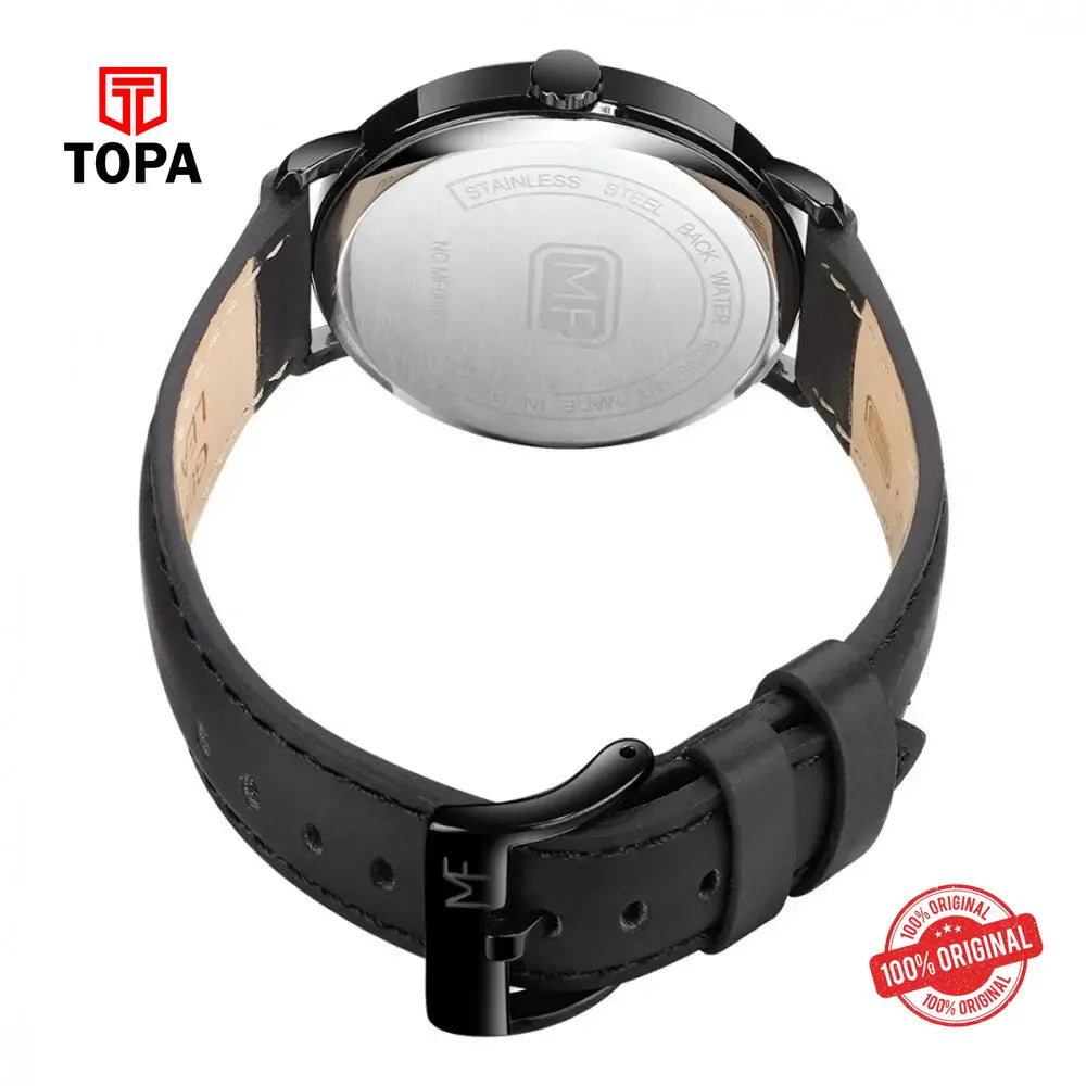 Mini Focus MF0056G-03 Leather Band Men Watch - Topa