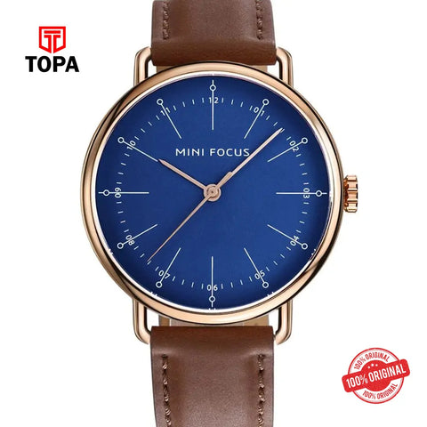 Mini Focus MF0056G-04 Leather Band Men Watch - Topa