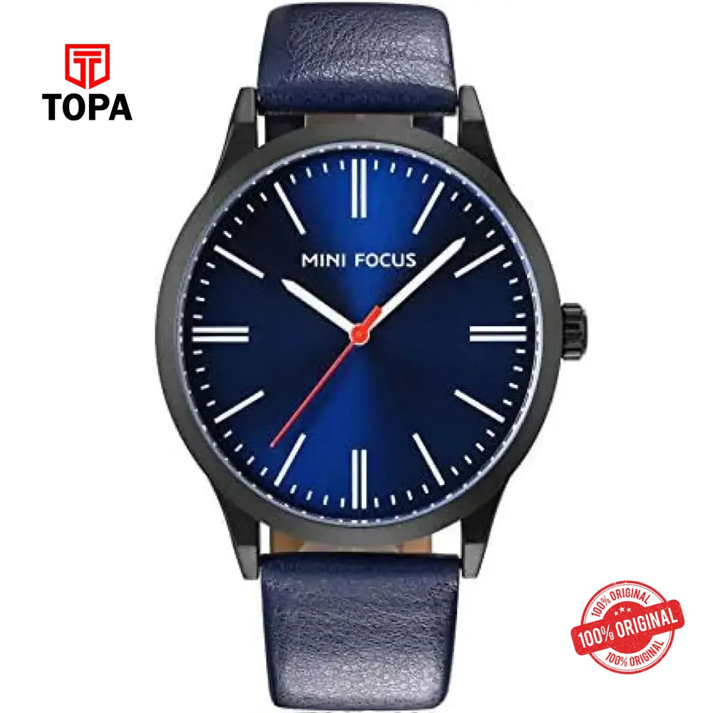 Mini Focus MF0058G-02 Leather Band Men Watch - Topa