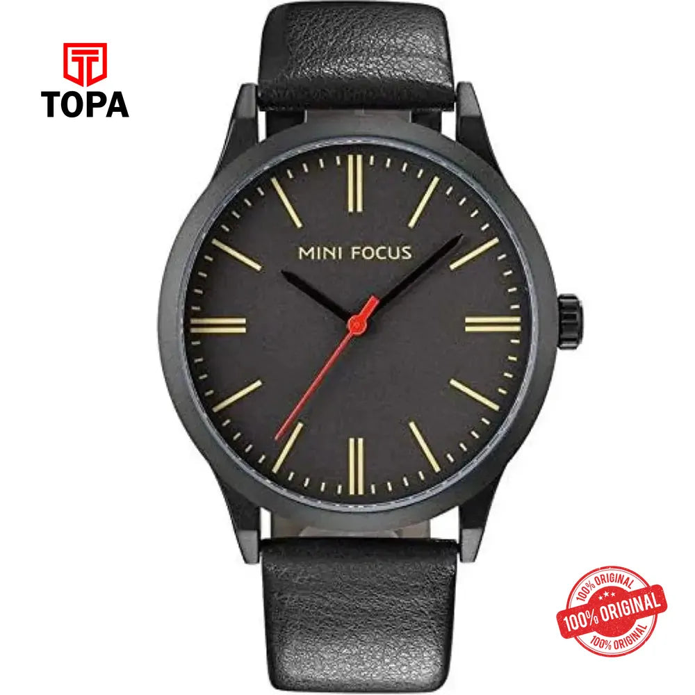 Mini Focus MF0058G-03 Leather Band Men Watch - Topa