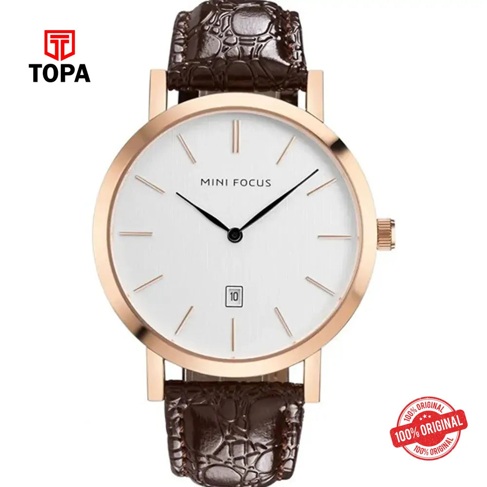 Mini Focus MF0108G-02 Leather Band Men Watch - Topa