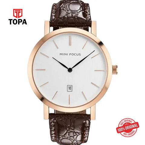 Mini Focus MF0108G-02 Leather Band Men Watch - Topa