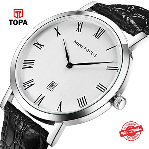 Mini Focus MF0108G-03 Leather Band Men Watch - Topa