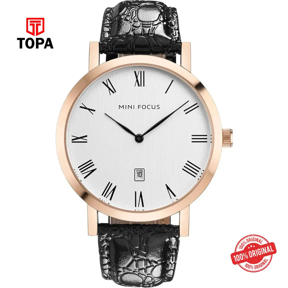 Mini Focus MF0108G-04 Leather Band Men Watch - Topa