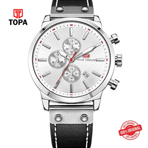 Mini Focus MF0110G-01 Leather Band Men Watch - Topa