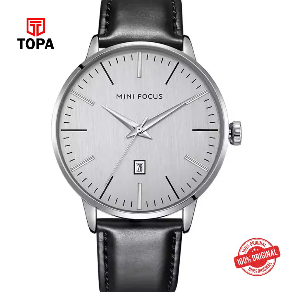 Mini Focus MF0115G-01 Leather Band Men Watch - Topa