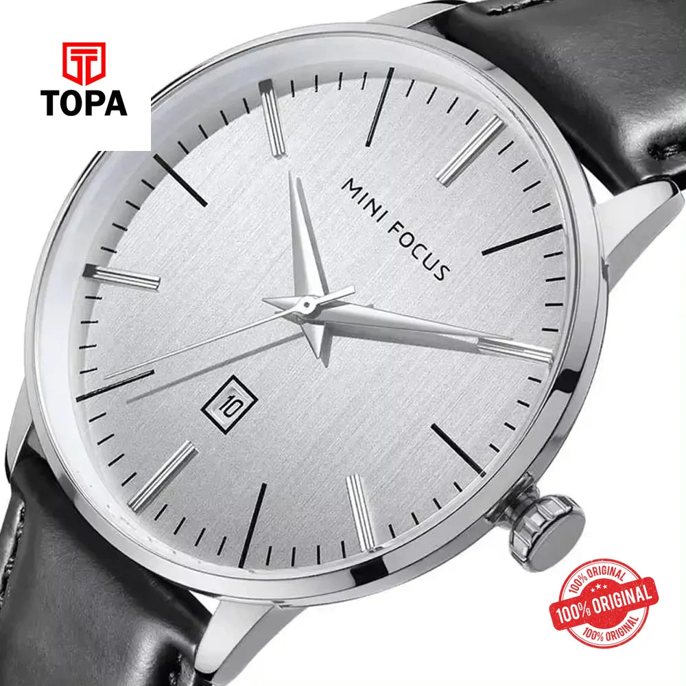 Mini Focus MF0115G-01 Leather Band Men Watch - Topa