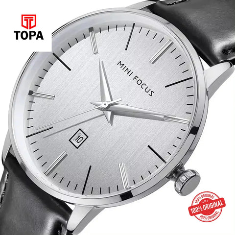 Mini Focus MF0115G-01 Leather Band Men Watch - Topa