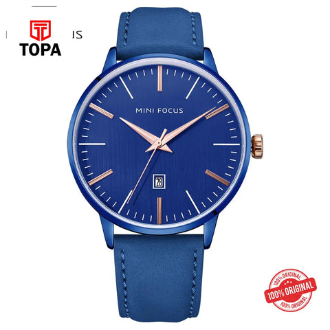 Mini Focus MF0115G-04 Leather Strap Men Watch - Topa