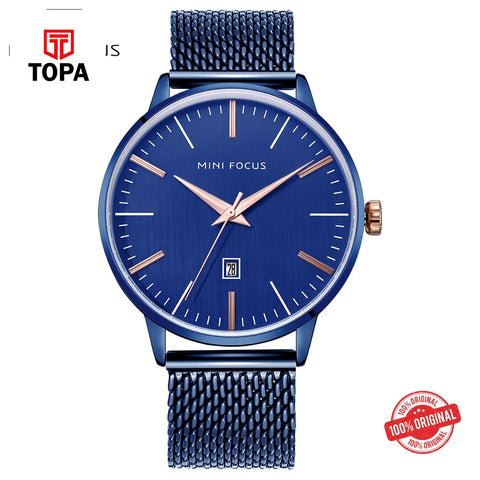 Mini Focus MF0115G-08 Mesh Strap Band Men Watch - Topa