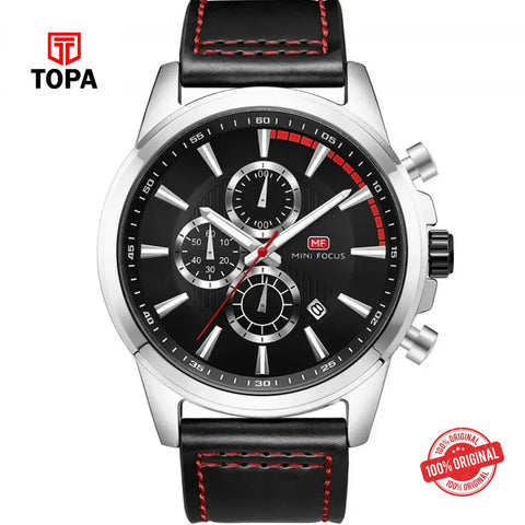 Mini Focus MF0129G-01 Leather Band Men Watch - Topa