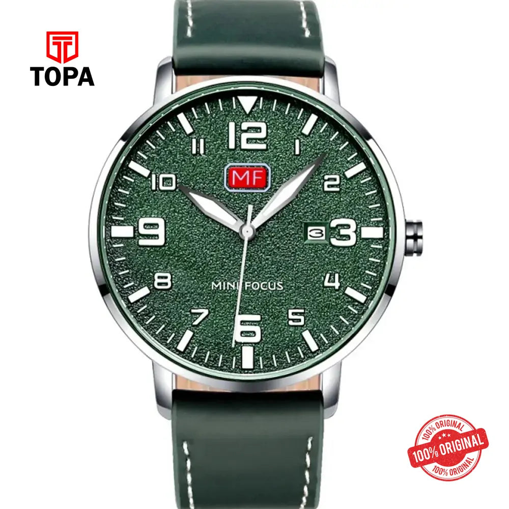 Mini Focus MF0158G-03 Leather Band Men Watch - Topa