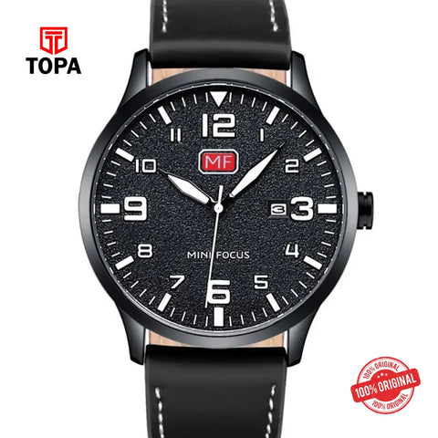 Mini Focus MF0158G-04 Leather Band Men Watch - Topa