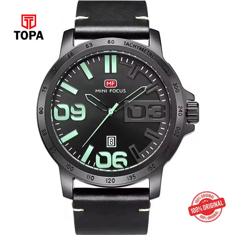 Mini Focus MF0169G-04 Leather Band Men Watch - Topa