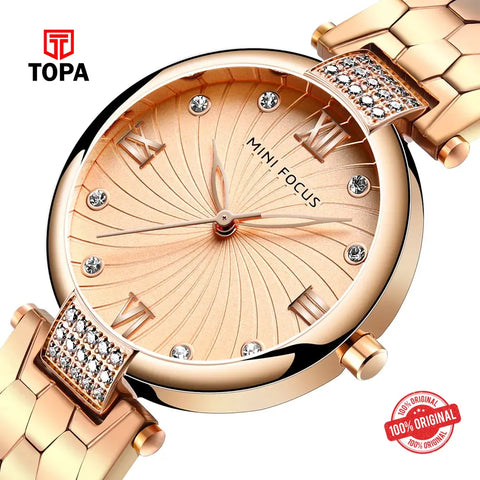 Mini Focus MF0186L-04 Metal Band Women Watch - Topa