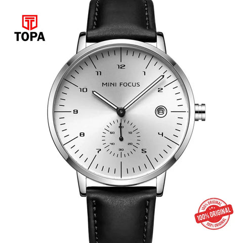 Mini Focus MF0303G-05 Leather Band Men Watch - Topa