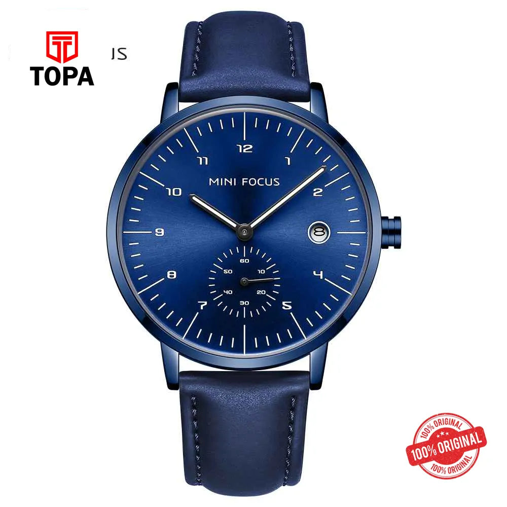 Mini Focus MF0303G-07 Leather Band Men Watch - Topa