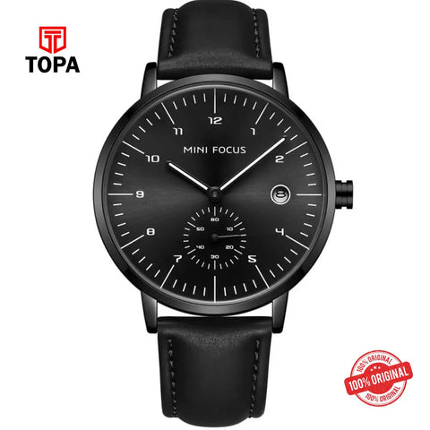 Mini Focus MF0303G-08 Leather Band Men Watch - Topa