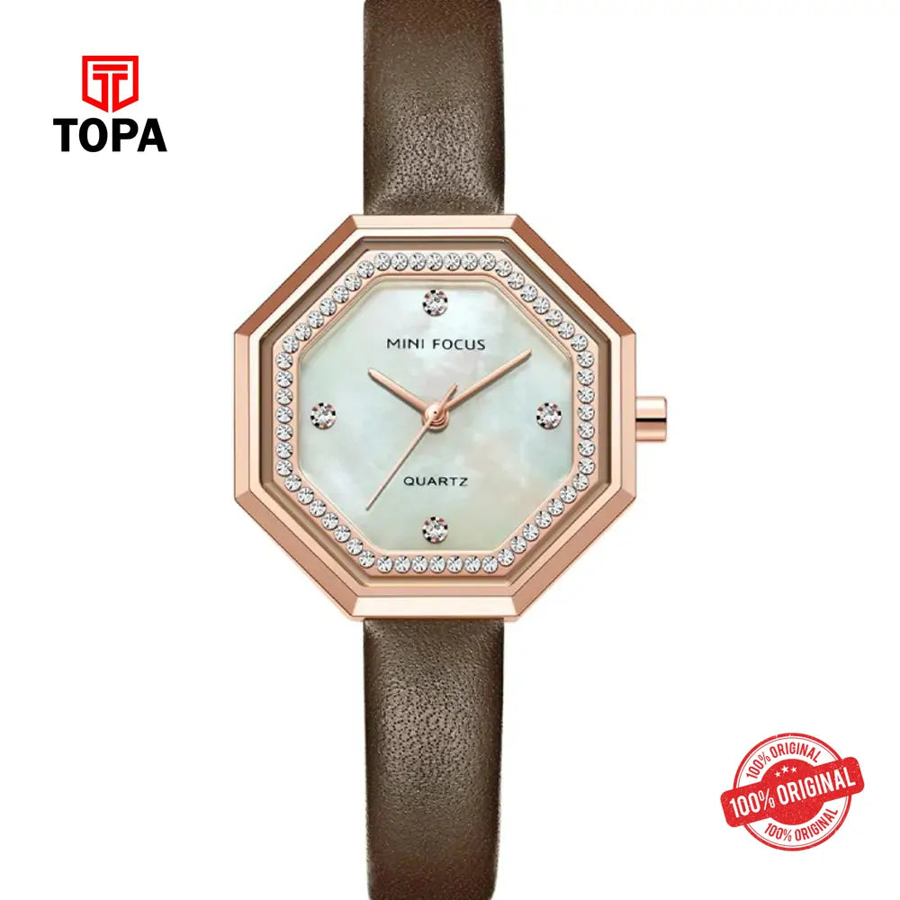 Mini Focus MF0304L-08 Leather Strap Women Watch - Topa