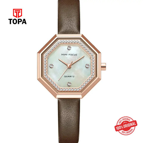 Mini Focus MF0304L-08 Leather Strap Women Watch - Topa