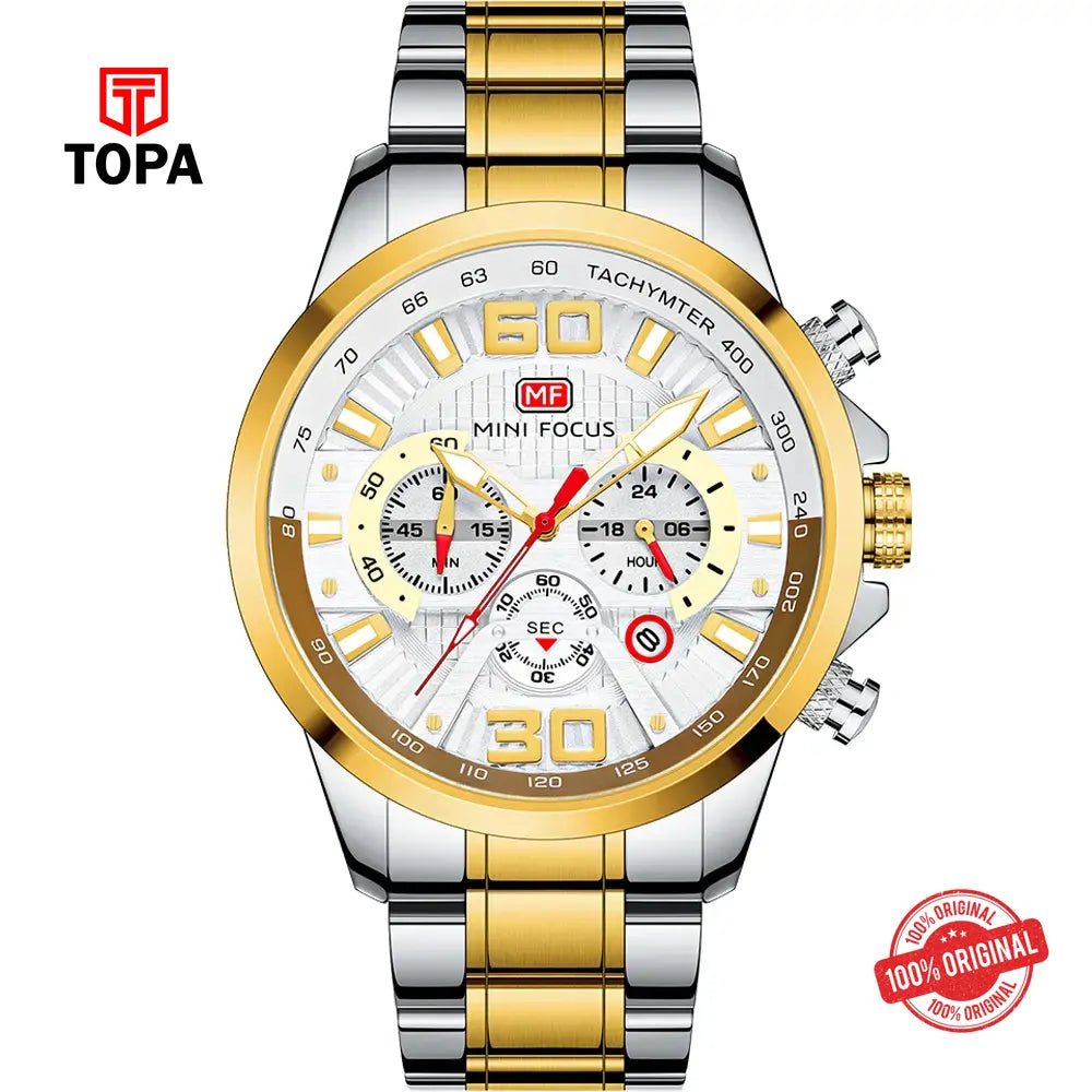 Mini Focus MF0336G-03 Metal Band Men Watch - Topa