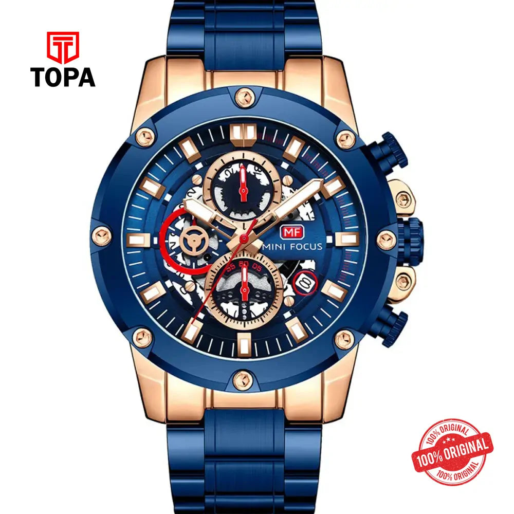 Mini Focus MF0398G-02 Metal Band Men Watch - Topa