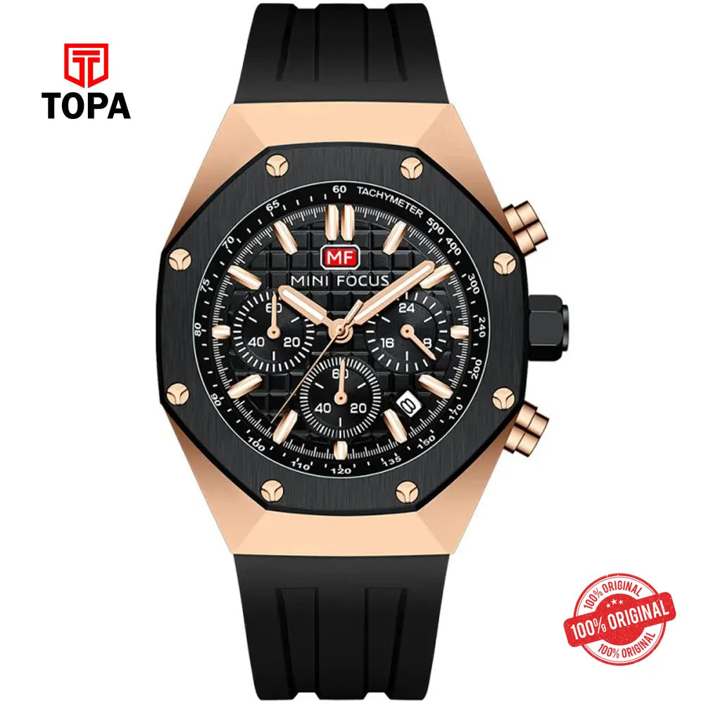 Mini Focus MF0417G-01 Rubber Band Men Watch - Topa