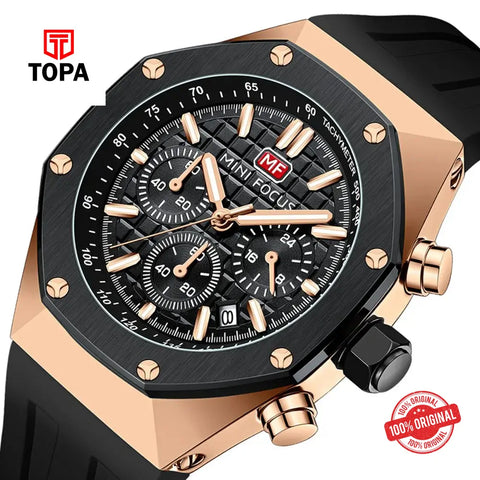 Mini Focus MF0417G-01 Rubber Band Men Watch - Topa