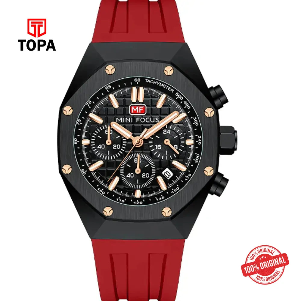 Mini Focus MF0417G-03 Rubber Band Men Watch - Topa