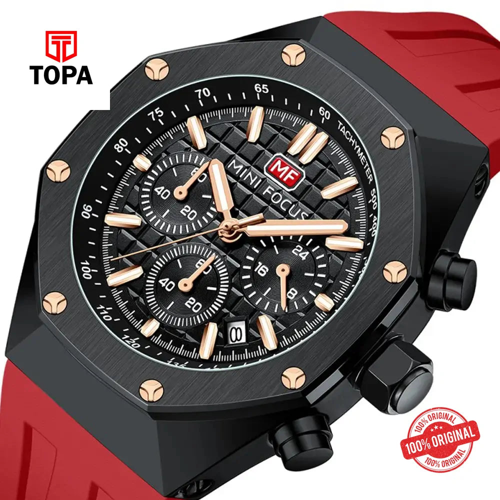 Mini Focus MF0417G-03 Rubber Band Men Watch - Topa
