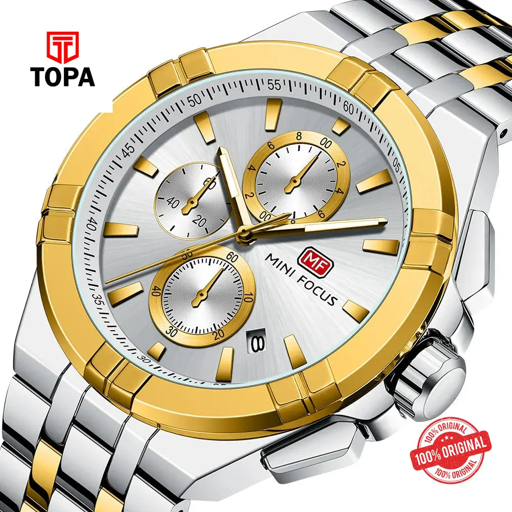 Mini Focus MF0471G-02 Metal Band Men Watch - Topa