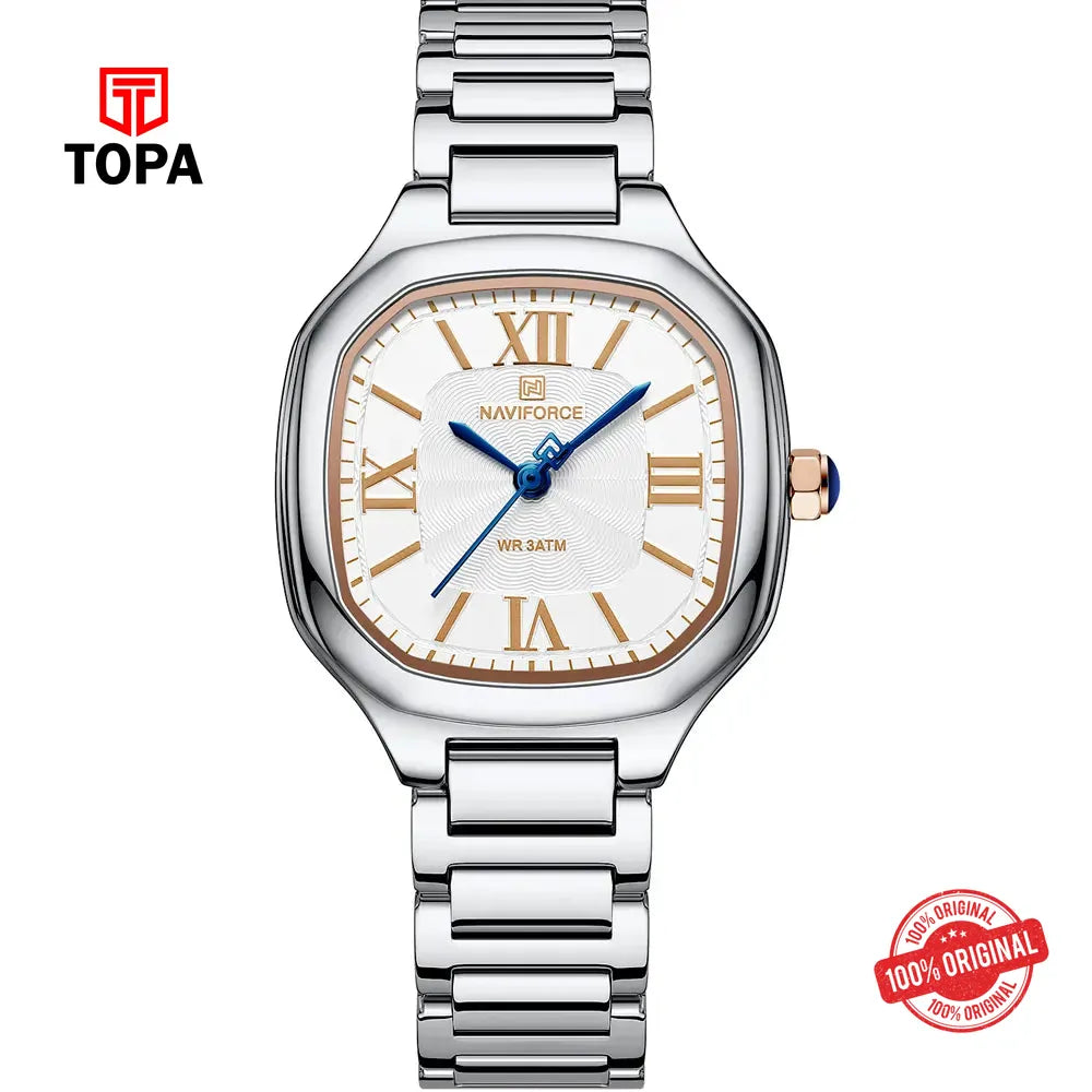 NaviForce NF5042L-CH-WHT-RGINTX Metal Band Women Watch - Topa