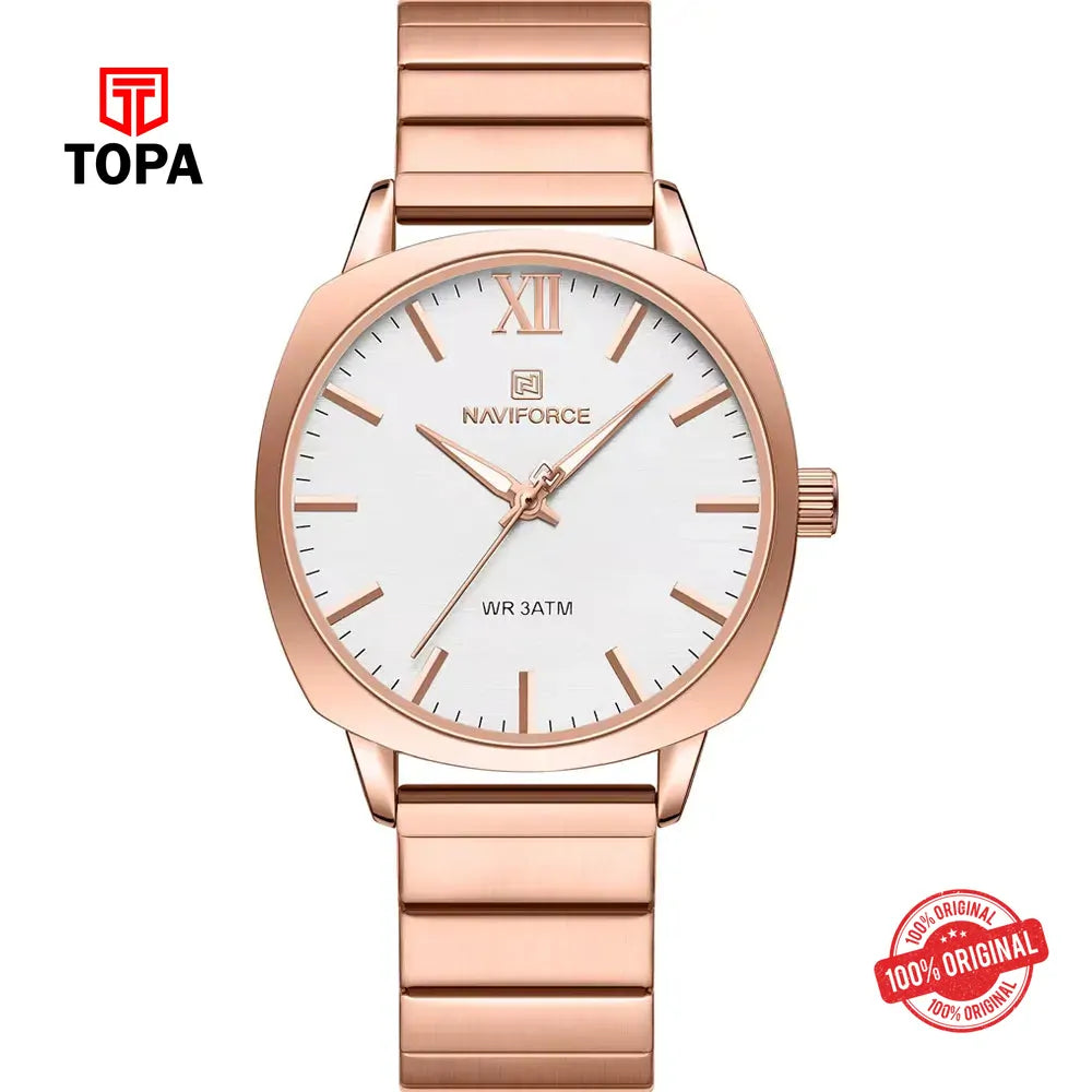 NaviForce NF5044G-RG-WHT Metal Band Men Watch - Topa