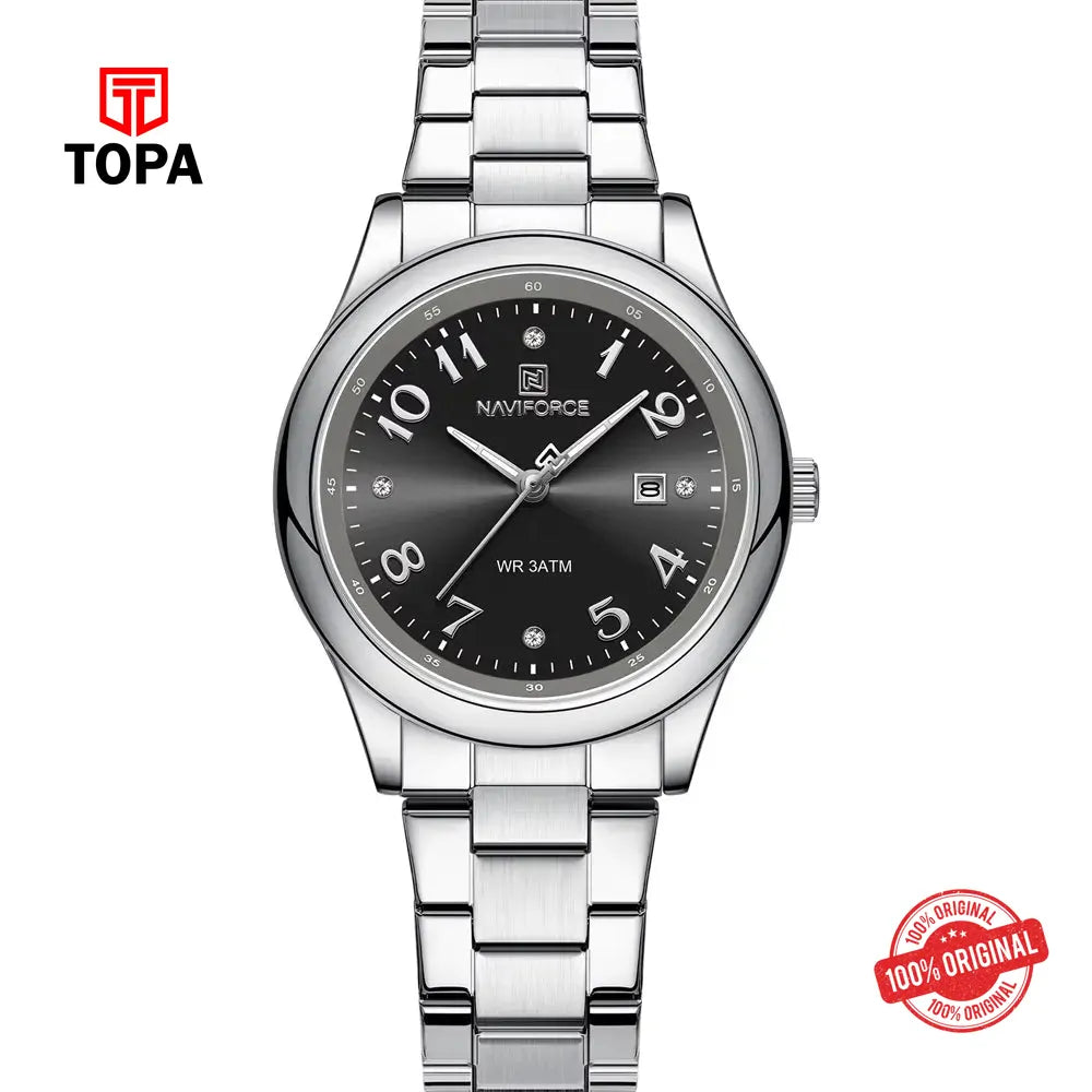 NaviForce NF5059L-CH-BLK Metal Band Women Watch - Topa