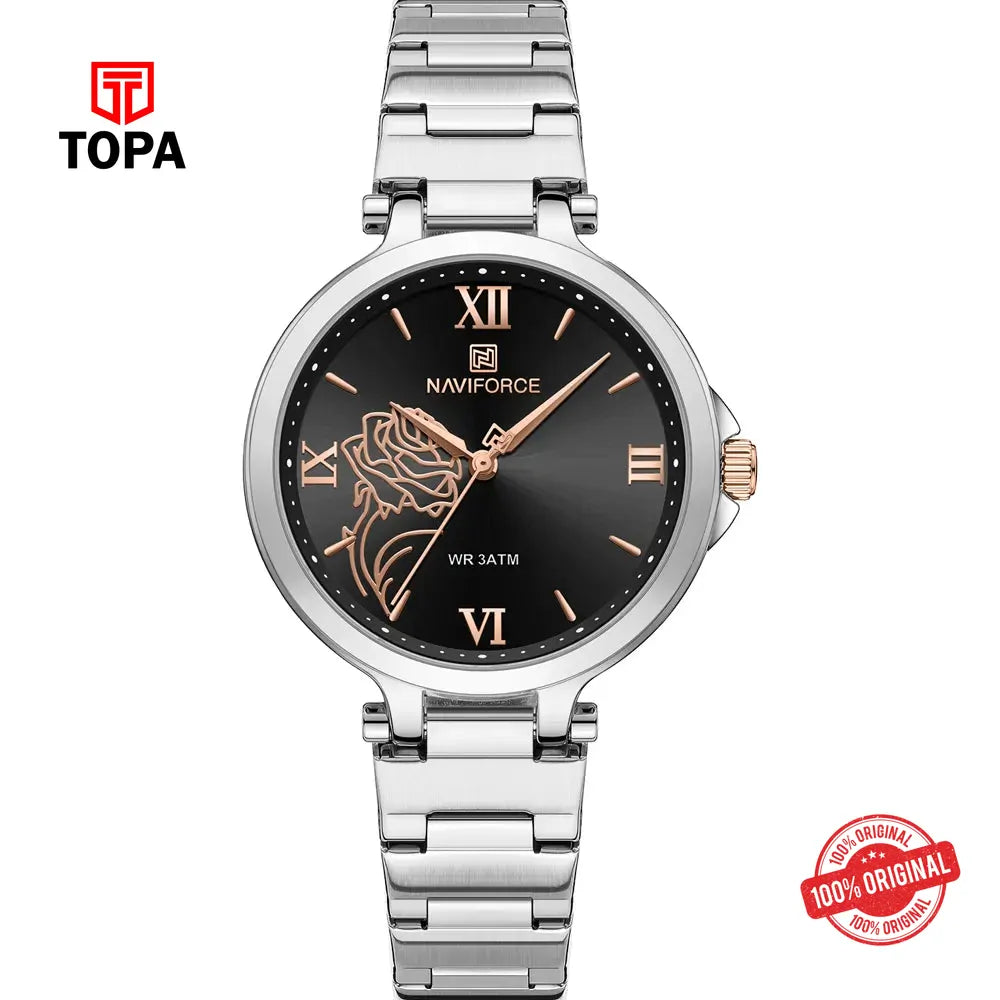 NaviForce NF5060L-CH-BLK Metal Band Women Watch - Topa