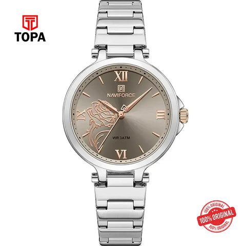 NaviForce NF5060L-CH-GRY Metal Band Women Watch - Topa
