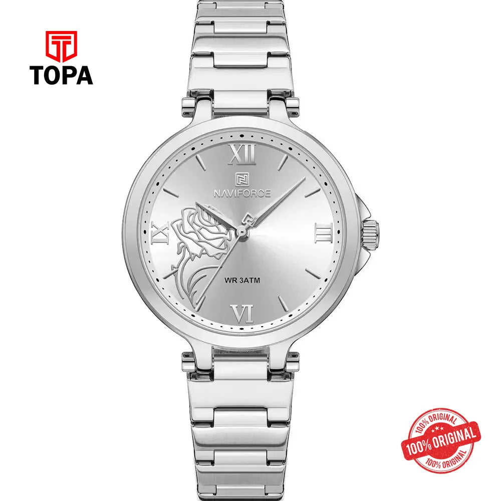 NaviForce NF5060L-CH-WHT Metal Band Women Watch - Topa