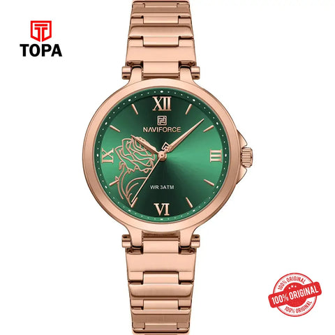 NaviForce NF5060L-RG-GRN Metal Band Women Watch - Topa