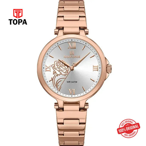 NaviForce NF5060L-RG-WHT Metal Band Women Watch - Topa