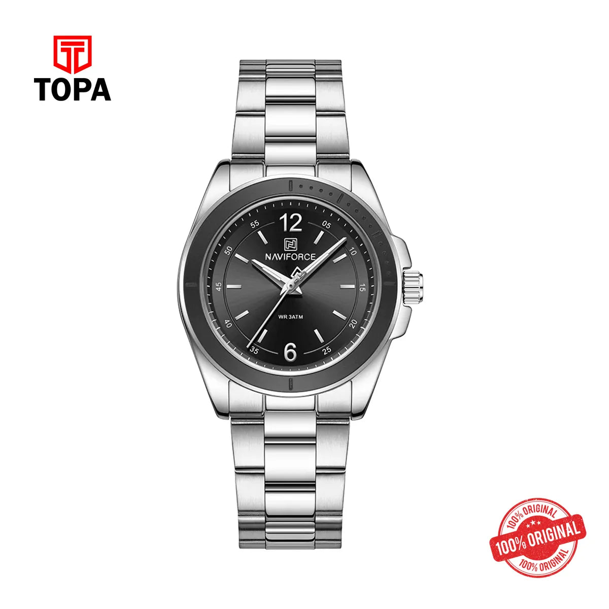 Naviforce NF5062 Black Dial Stainless Steel Women’s Watch - Topa