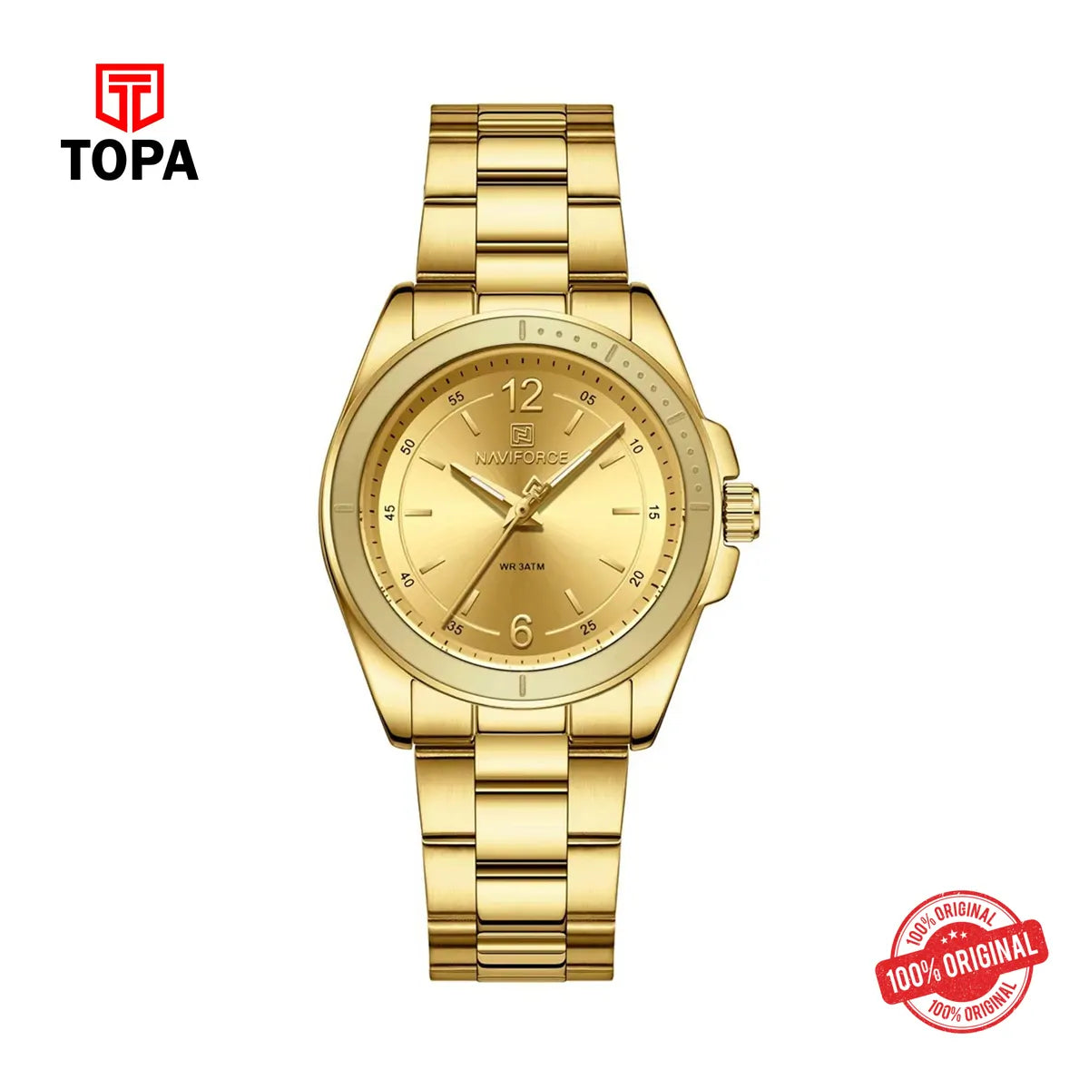 Naviforce NF5062 Gold Stainless Steel Women’s Watch - Topa