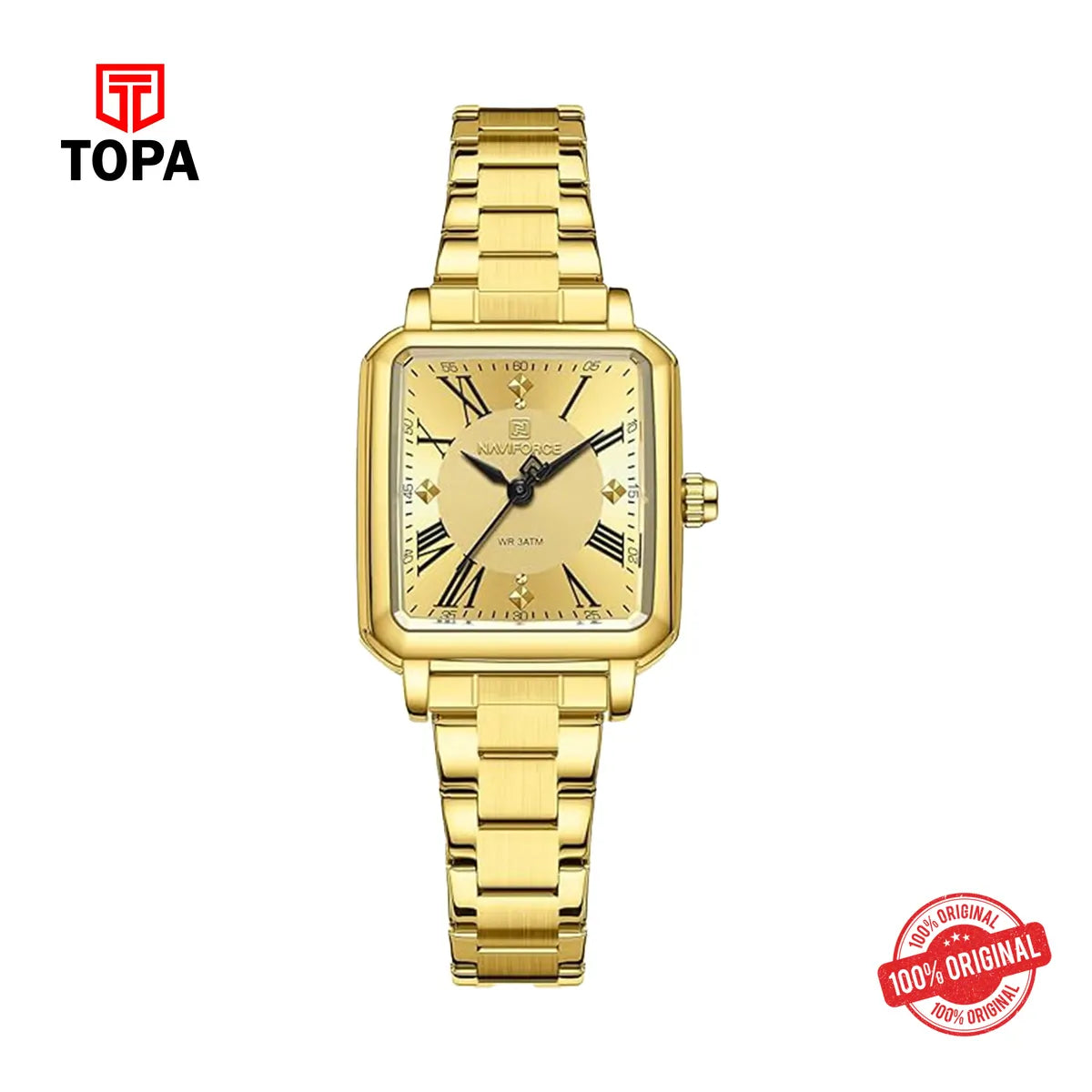 Naviforce NF5065 Gold Colour Stainless Steel Women’s Watch - Topa