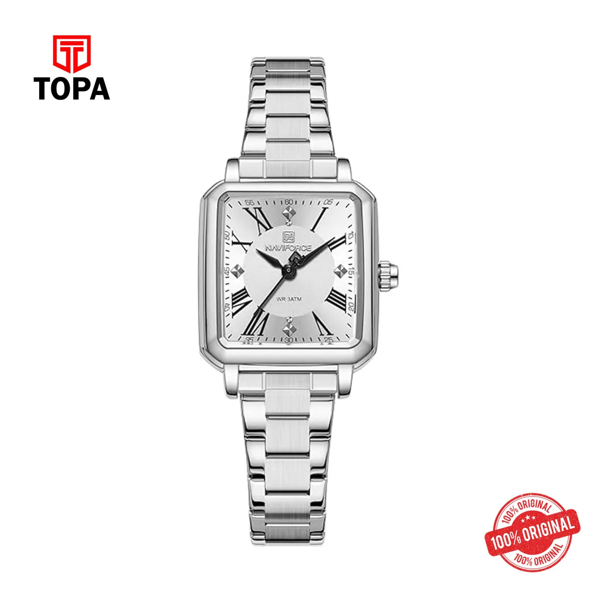 Naviforce NF5065 White Dial Silver Stainless Steel Women’s Watch - Topa