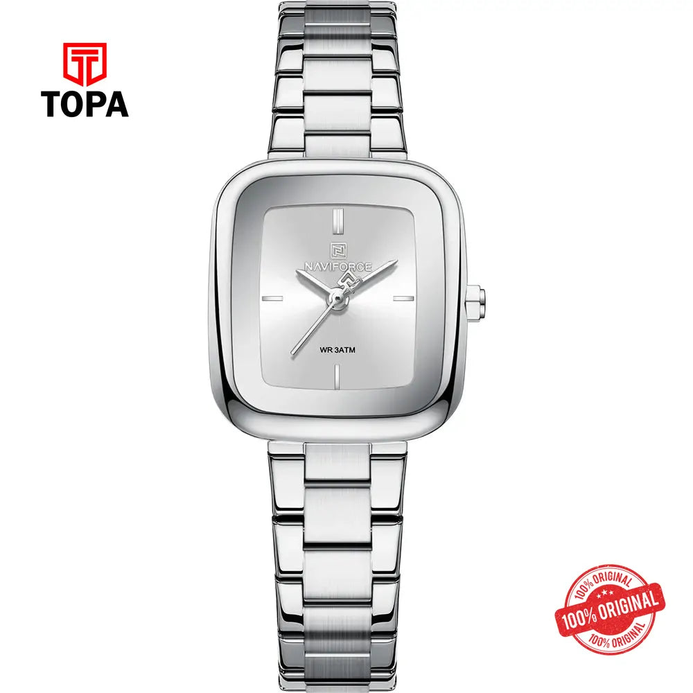 NaviForce NF5075L-CH-WHT Metal Band Women Watch - Topa