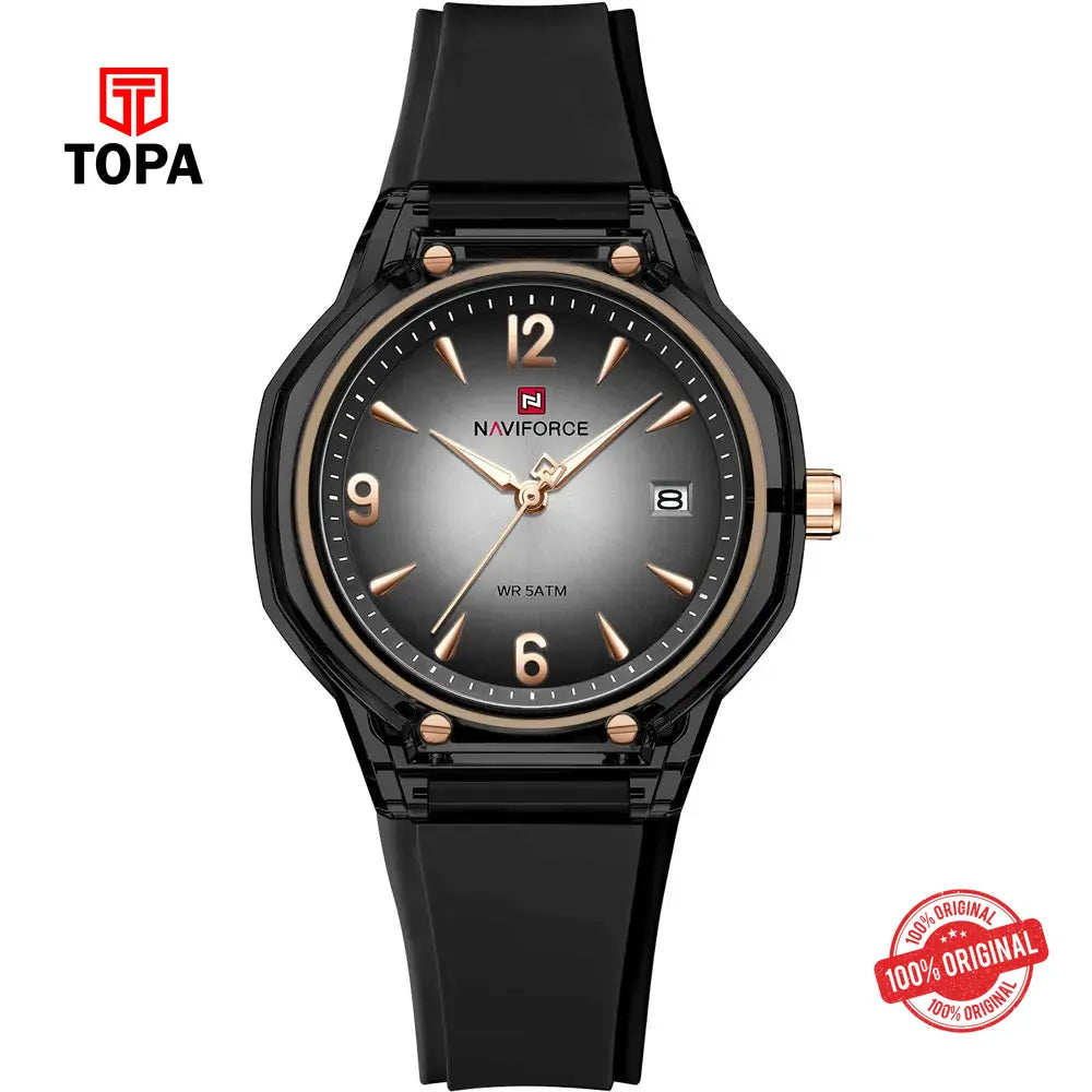 NaviForce NF6110L-BLK-GRY Rubber Band Women Watch - Topa