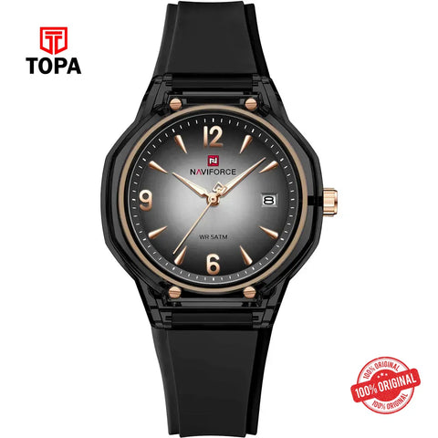 NaviForce NF6110L-BLK-GRY Rubber Band Women Watch - Topa