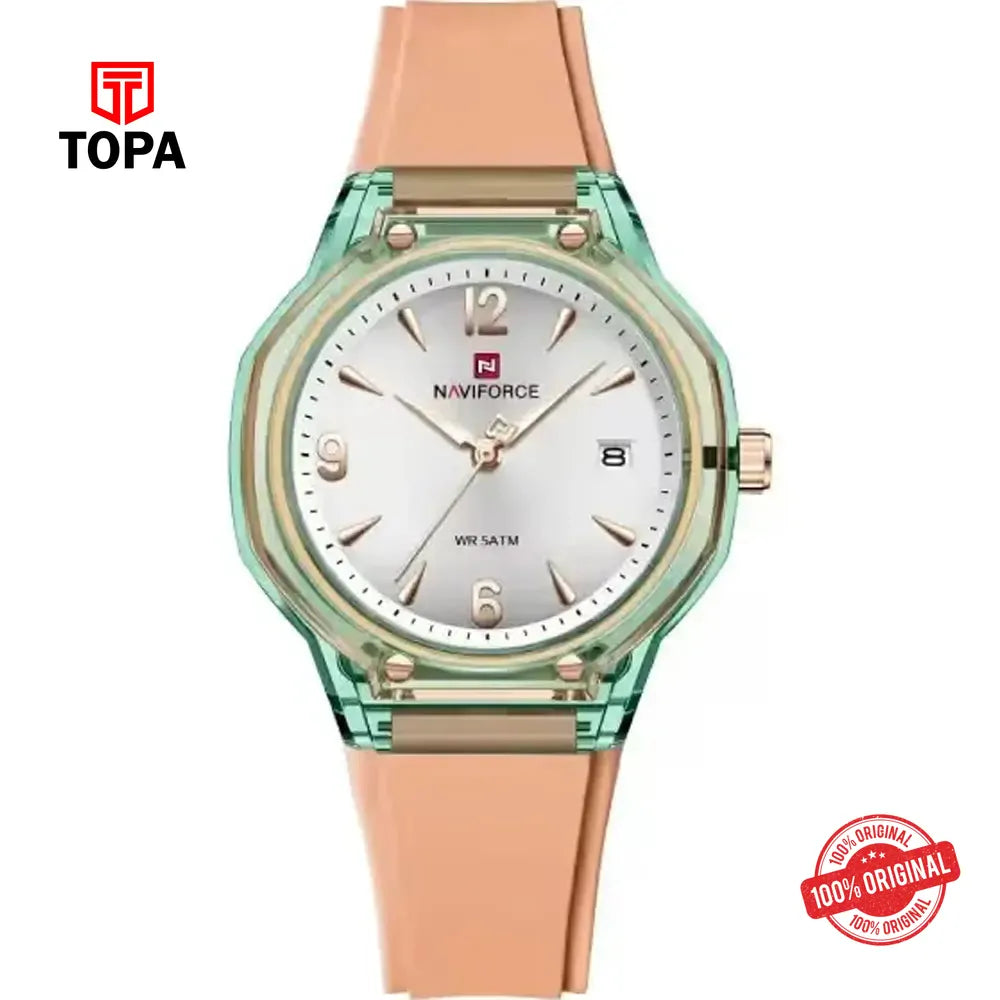 NaviForce NF6110L-GRNPNK-WHT Rubber Band Women Watch - Topa