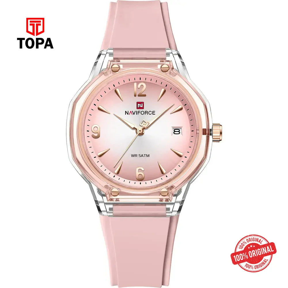 NaviForce NF6110L-WHTPNK-WHT Rubber Band Women Watch - Topa