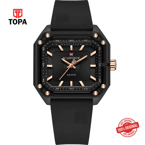 NaviForce NF7106G-BLK Rubber Band Men Watch - Topa