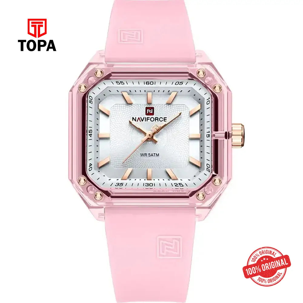 NaviForce NF7106G-PNKWHT-PNK Rubber Band Men Watch - Topa